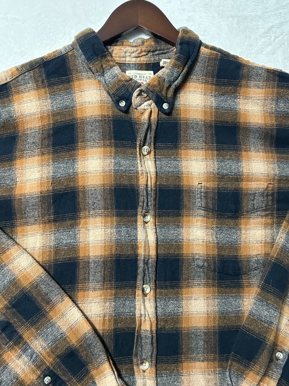 RedHead Flannel Shirt Mens 3XL Brown Plaid Button Down Hunting Outdoor Workwear